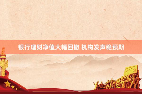 银行理财净值大幅回撤 机构发声稳预期
