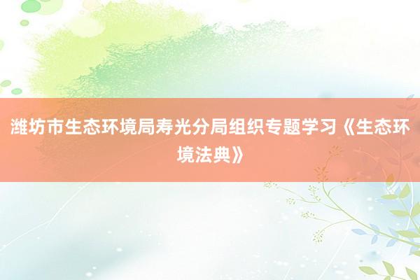 潍坊市生态环境局寿光分局组织专题学习《生态环境法典》