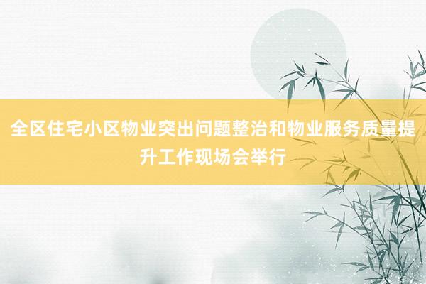 全区住宅小区物业突出问题整治和物业服务质量提升工作现场会举行