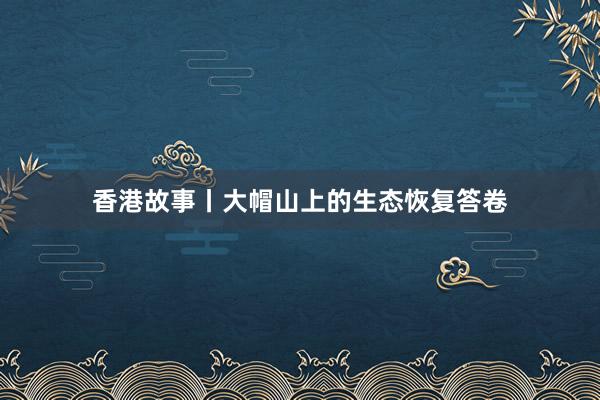 香港故事丨大帽山上的生态恢复答卷