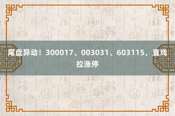 尾盘异动！300017、003031、603115，直线拉涨停