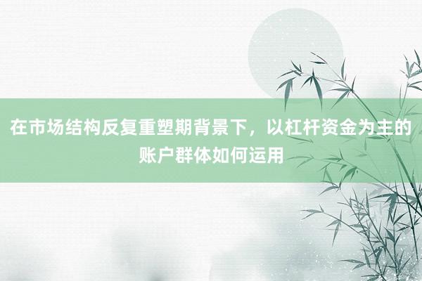 在市场结构反复重塑期背景下，以杠杆资金为主的账户群体如何运用