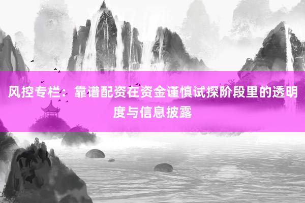 风控专栏：靠谱配资在资金谨慎试探阶段里的透明度与信息披露