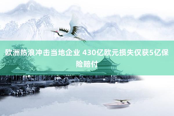 欧洲热浪冲击当地企业 430亿欧元损失仅获5亿保险赔付