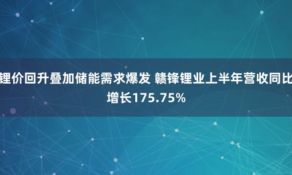 锂价回升叠加储能需求爆发 赣锋锂业上半年营收同比增长175.75%