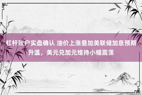 杠杆账户实盘确认 油价上涨叠加美联储加息预期升温，美元兑加元维持小幅震荡