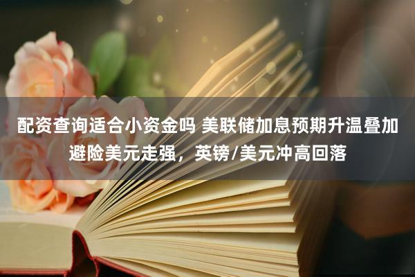 配资查询适合小资金吗 美联储加息预期升温叠加避险美元走强,英镑/美元冲高回落