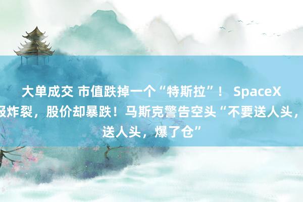 大单成交 市值跌掉一个“特斯拉”！ SpaceX 首份财报炸裂，股价却暴跌！马斯克警告空头“不要送人头，爆了仓”