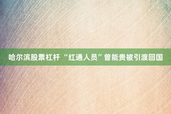哈尔滨股票杠杆 “红通人员”曾能贵被引渡回国