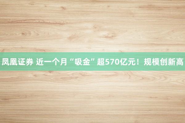凤凰证券 近一个月“吸金”超570亿元！规模创新高