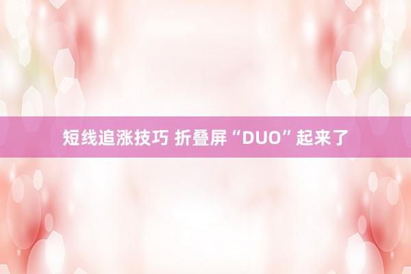 短线追涨技巧 折叠屏“DUO”起来了