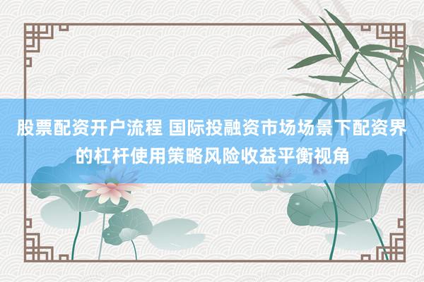 股票配资开户流程 国际投融资市场场景下配资界的杠杆使用策略风险收益平衡视角