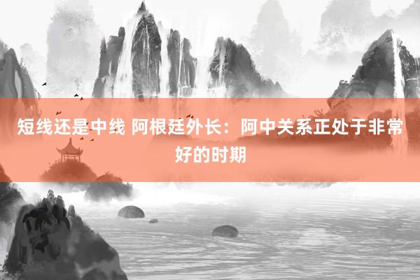 短线还是中线 阿根廷外长：阿中关系正处于非常好的时期