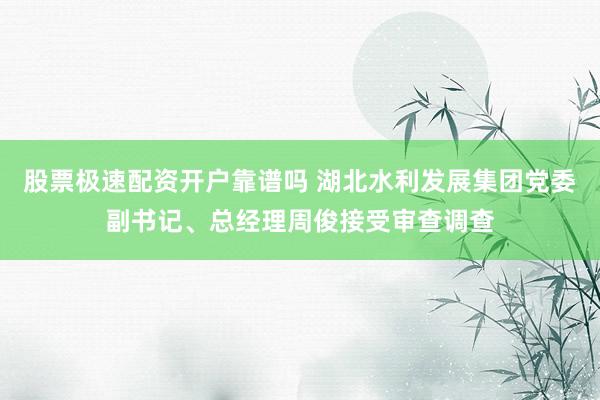 股票极速配资开户靠谱吗 湖北水利发展集团党委副书记、总经理周俊接受审查调查