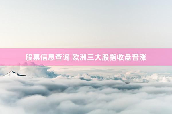 股票信息查询 欧洲三大股指收盘普涨