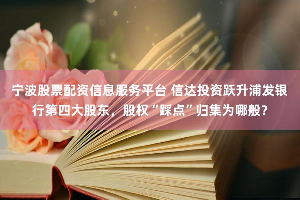 宁波股票配资信息服务平台 信达投资跃升浦发银行第四大股东，股权“踩点”归集为哪般？
