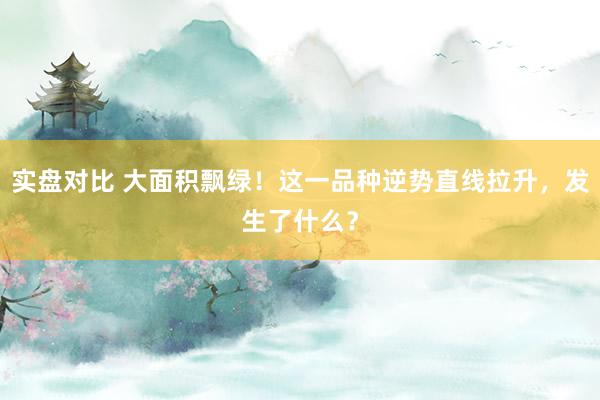 实盘对比 大面积飘绿！这一品种逆势直线拉升，发生了什么？